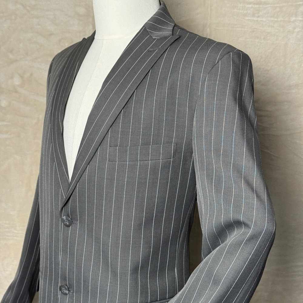 Stacy Adams‎ Mens Charcoal Gray Pinstripe 2 Button Sport Coat Blazer 42R
